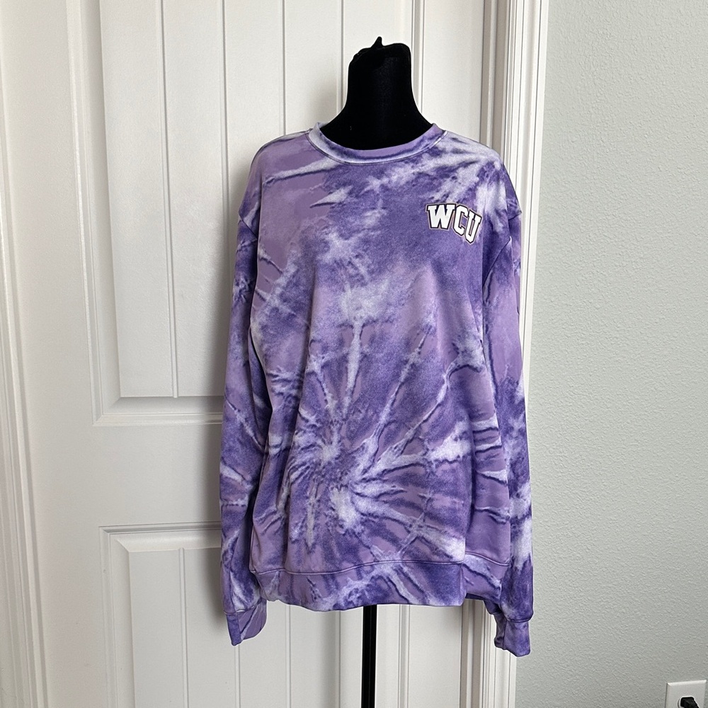 WCU Purple Tie-Dye Crewneck Sweatshirt